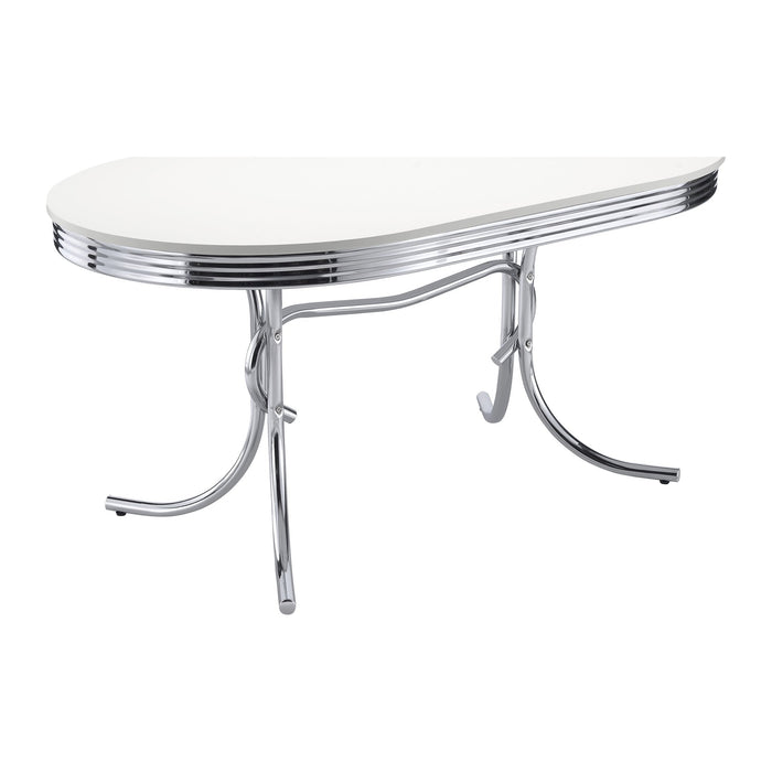 Retro Oval 60-inch Wood Top Dining Table White and Chrome