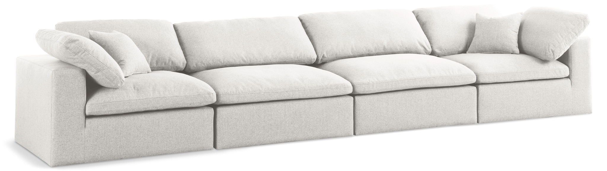 Serene 158" Linen Textured Fabric Upholstered Deluxe Comfort 4pc. Modular Sofa