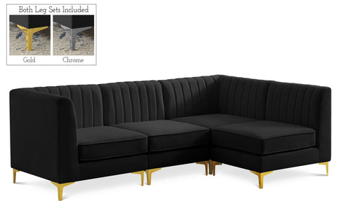 Seccional modular tapizado de terciopelo Alina de 91" de 4 piezas