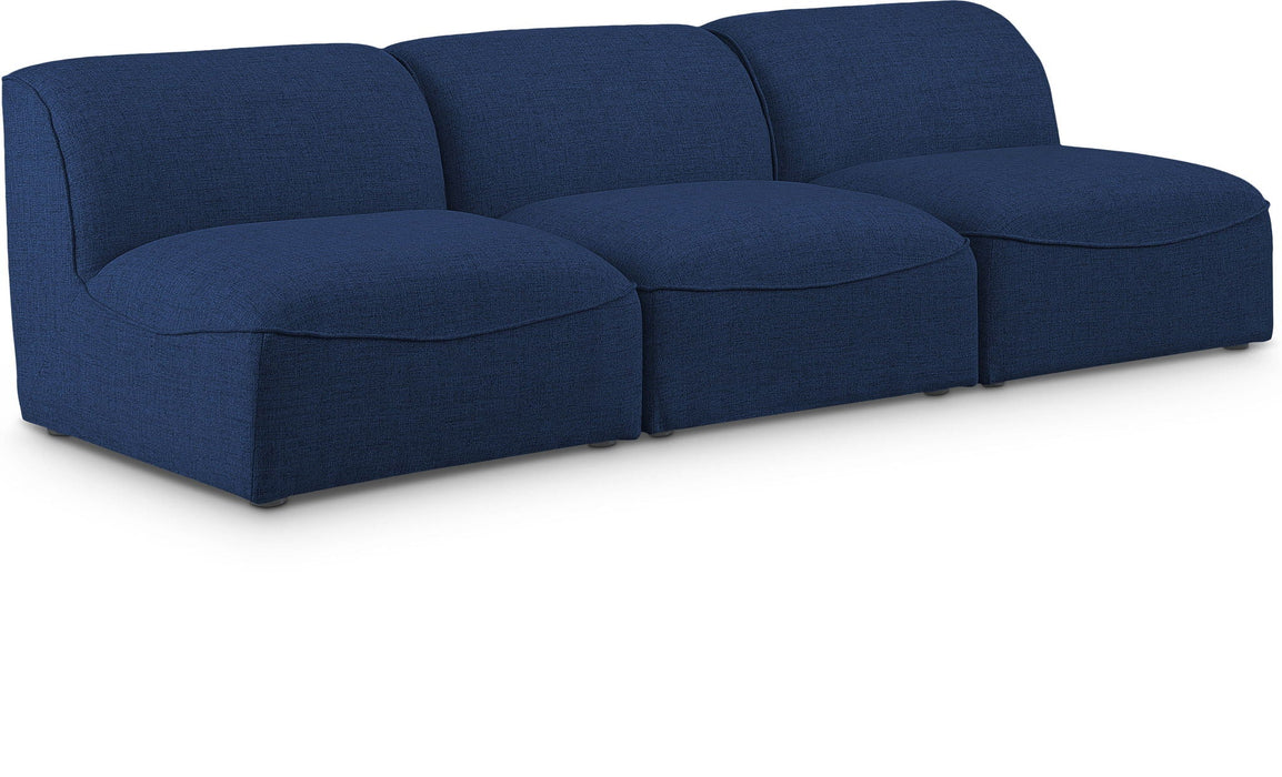 Miramar 99" Linen Textured Fabric Upholstered 3pc. Armless Modular Sofa