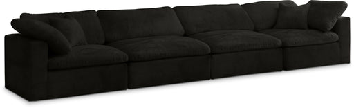 Cozy 158" Velvet Upholstered Overstuffed Fiber Filled Comfort Comfort 4pc. Modular Sofa