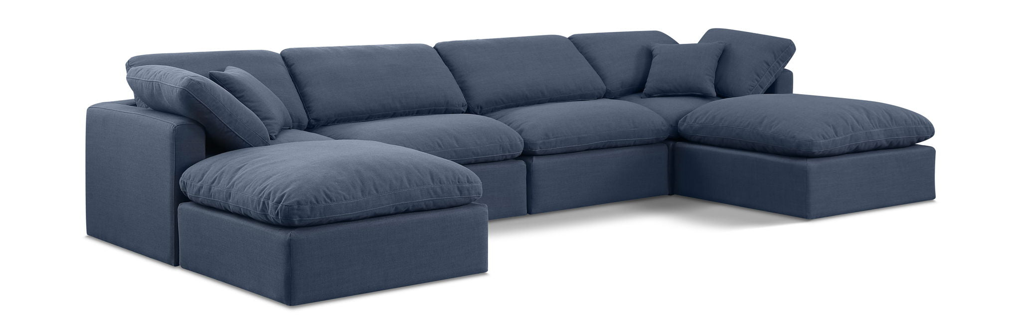 Indulge 140" Linen Textured Fabric Upholstered 6pc. Modular Sectional