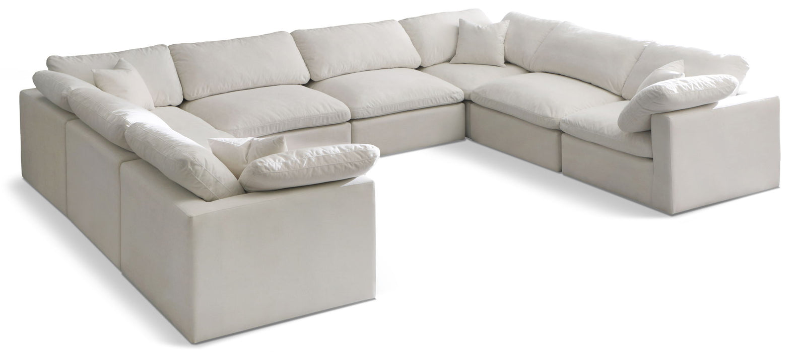 Plush 140" Velvet Upholstered Standard Comfort 8pc. Modular Sectional