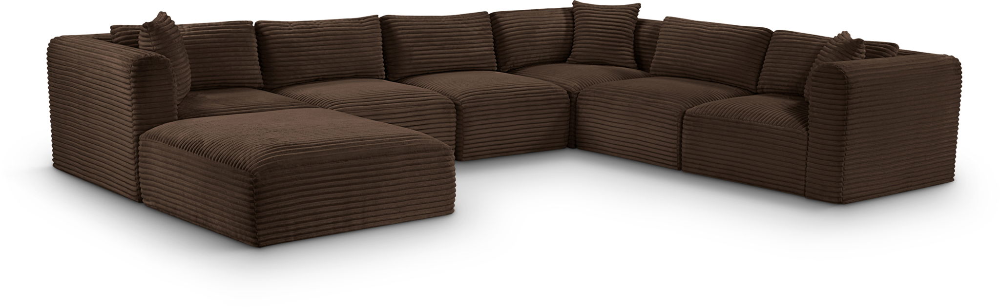 Shaggy 140" Corduroy Performance Fabric Upholstered Modular Sectional