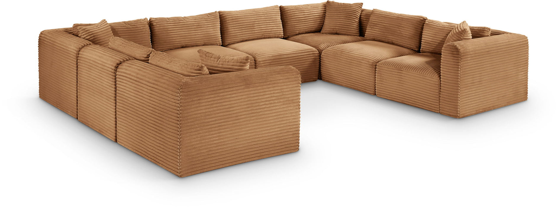 Shaggy 140" Corduroy Performance Fabric Upholstered Modular Sectional