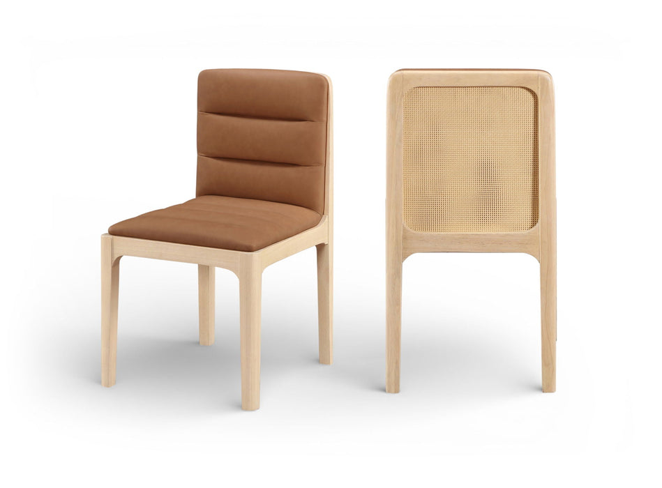 Silla de comedor tapizada de rejilla y de cuero vegano Ellis