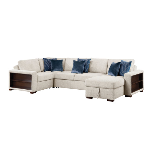 8548BE*5SCACCLA2 4-Piece Sectional with Reversible Chaise, Pull-out Bed, Hidden Storage and Click Motion Back