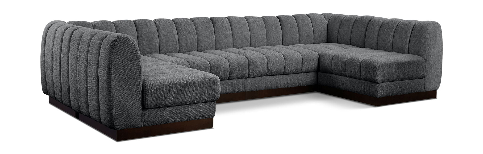 Quinn 133" Chenille Fabric Upholstered 6pc. Modular Sectional