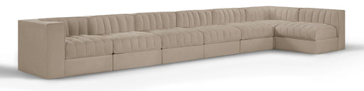 Rummi 150" Velvet Performance Fabric Upholstered 7pc. Modular Sectional.