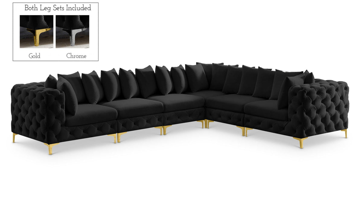 Seccional modular tapizado de terciopelo Tremblay de 139" de 6 piezas