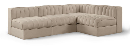Rummi 92" Velvet Performance Fabric Upholstered 4pc. Modular Sectional