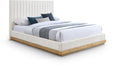 Emmet Chenille Fabric Upholstered Bed - Cream
