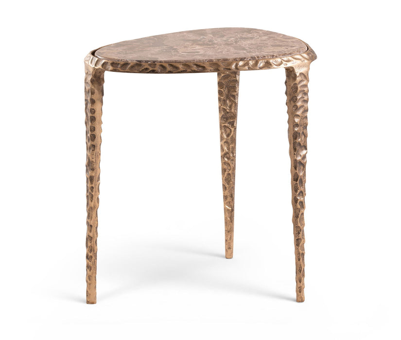 Gild Genuine Marble Top And Aluminum Base End Table