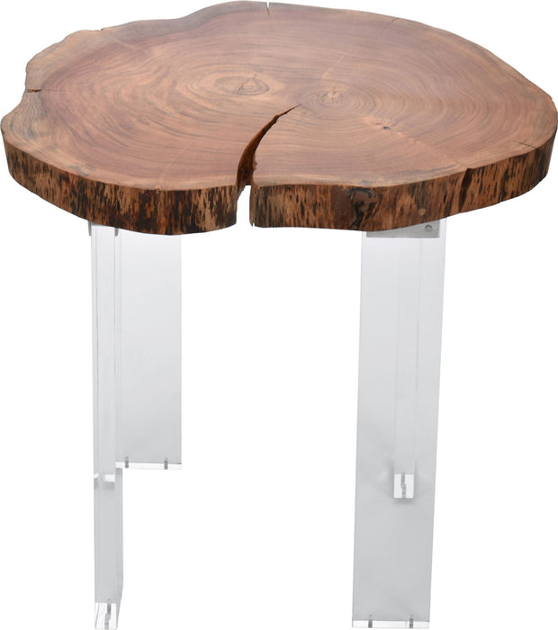 Woodland Acacia Wood Top And Acrylic Base End / Side Table