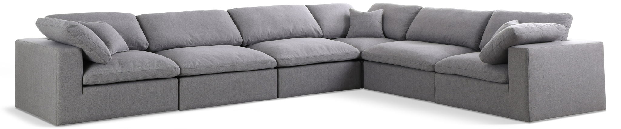 Serene 158" Linen Textured Fabric Upholstered Deluxe Comfort 6pc. Modular Sectional