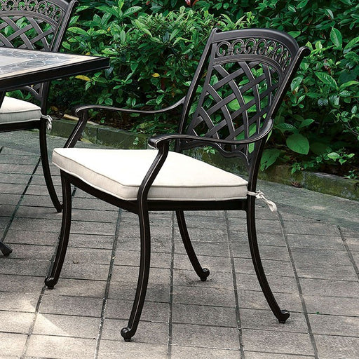 Charissa Arm Chair (Set of 4) - Antique Black/Beige