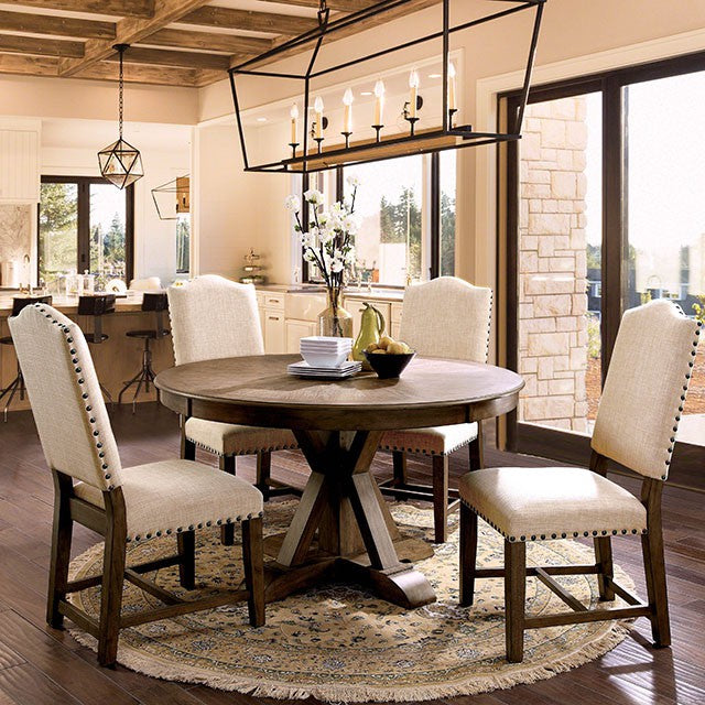 Julia 5 Pc Dining Table Set - Light Oak/Beige