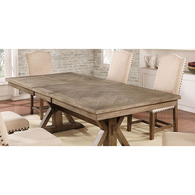 Julia 9 Pc Dining Table Set - Light Oak/Beige
