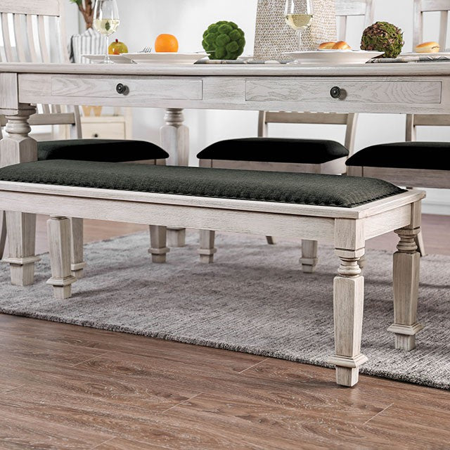 Georgia Bench - Antique White/Gray