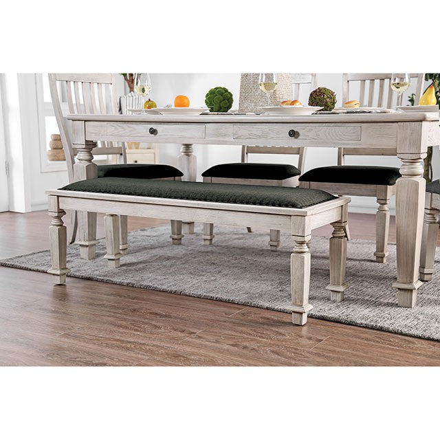 Georgia Bench - Antique White/Gray