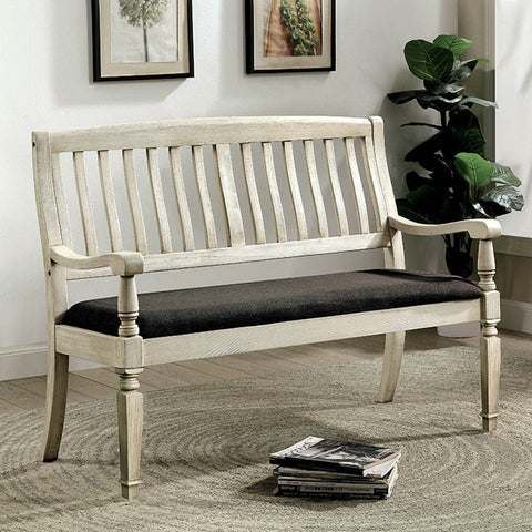 Georgia Love Seat Bench - Antique White/Gray