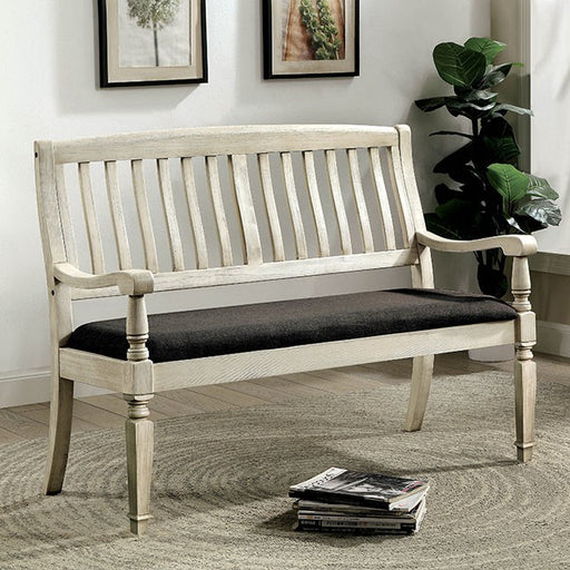 Georgia Love Seat Bench - Antique White/Gray