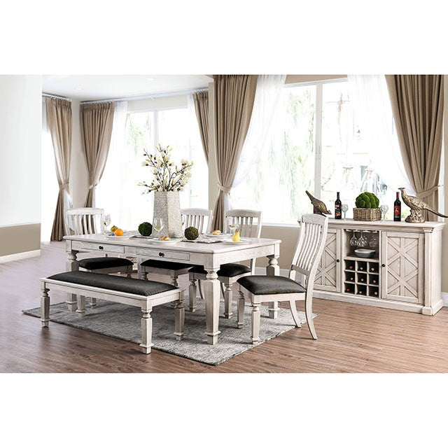 Georgia Bench - Antique White/Gray
