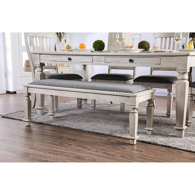 Georgia Bench - Antique White/Gray