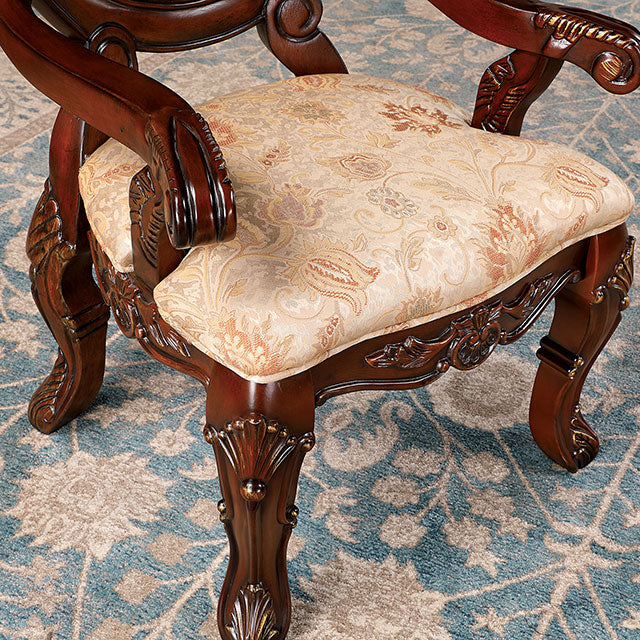 Normandy Arm Chair (Set of 2) - Brown Cherry/Tan