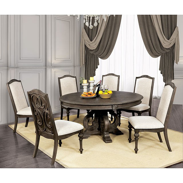 Arcadia Round Dining Table - Rustic Natural Tone/Ivory