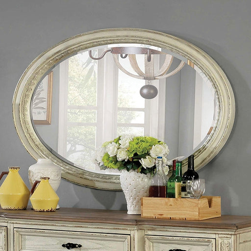 Arcadia Oval Mirror - Antique White