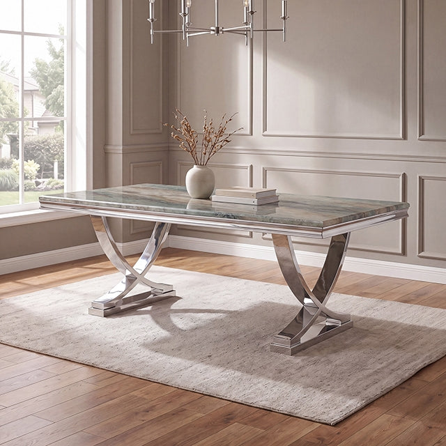 Wadenstil Dining Table - Green/Chrome