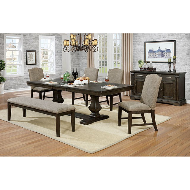 Faulk 7 Pc Dining Table Set - Espresso/Warm Gray