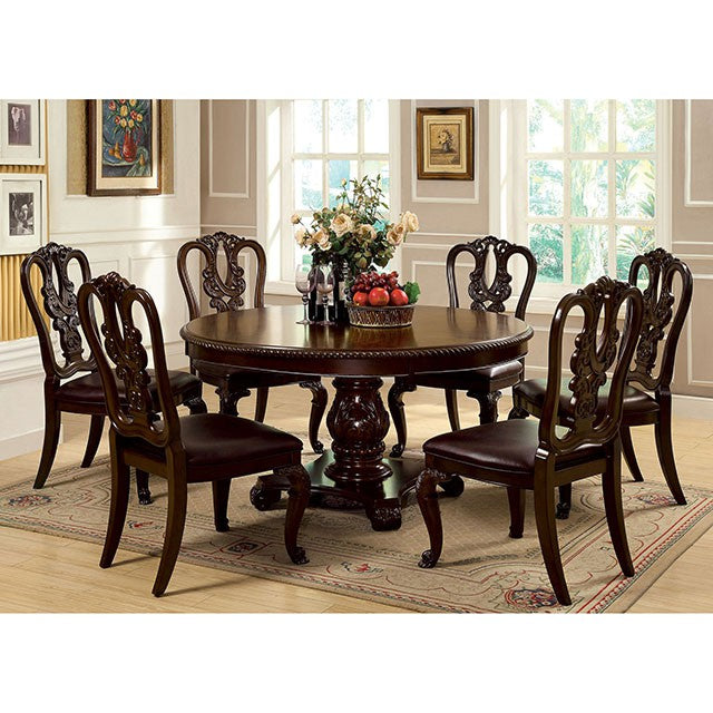 Bellagio 5 Pc Dining Table Set (Leatherette Chairs) - Brown Cherry