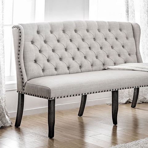 Banco loveseat Sania de 3 plazas - negro antiguo/beige