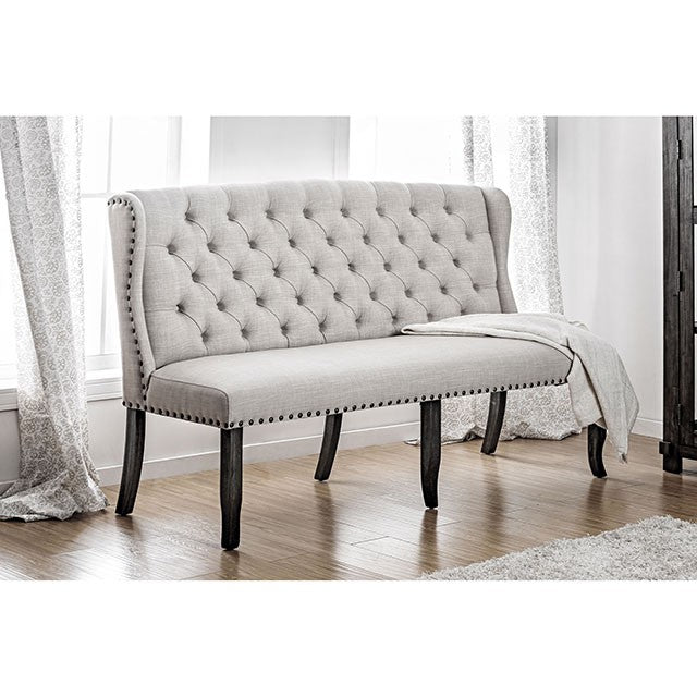 Sania 3-Seater Love Seat Bench - Antique Black/Beige