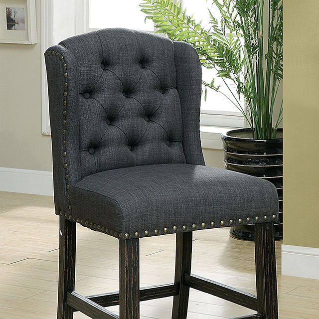 Sania Counter Ht. Chair (Set of 2) - Antique Black/Gray