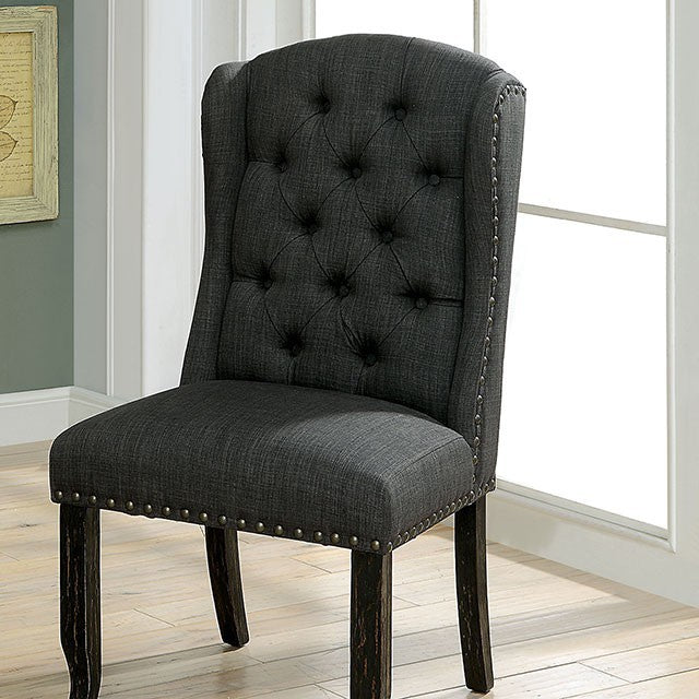 Sania Side Chair (Set of 2) - Antique Black/Gray