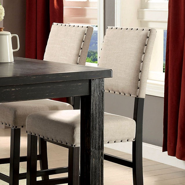 Sania Counter Ht. Chair (Set of 2) - Antique Black/Beige