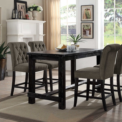 Sania 5 Pc Counter Ht Table Set - Antique Black / 5 Pc Counter Ht Table Set (CM3324BK-PT-3564GY-5)
