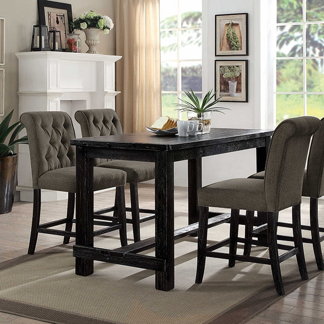 Sania 5 Pc Counter Ht Table Set - Antique Black / 5 Pc Counter Ht Table Set (CM3324BK-PT-3564GY-5)