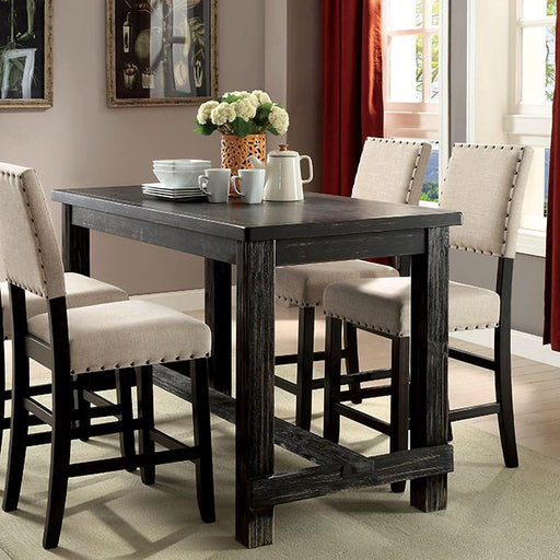 Sania 4 Pc Counter Ht Table Set w/ Bench - Antique Black