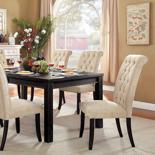 Sania 7 Pc Dining Table Set - Antique Black/Beige / 7 Pc Dining Table Set (CM3324BK-T-3564-7PC)