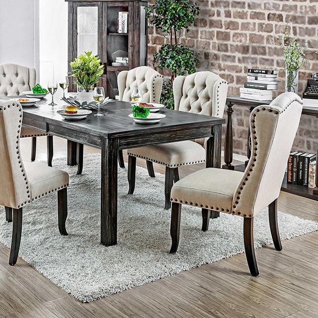 Sania 9 Pc Dining Table Set - Antique Black/Beige / 9 Pc Dining Table Set (CM3324BK-T-84-9PC)