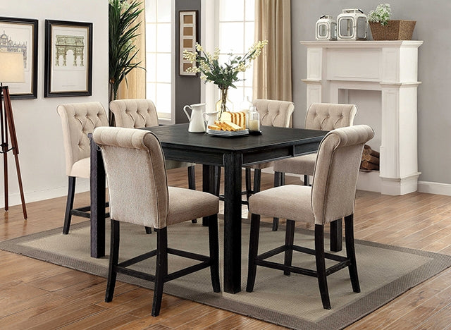 Sania 7 Pc Counter Ht Table Set - Antique Black