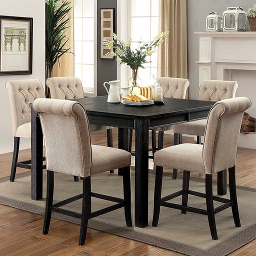 Sania 7 Pc Counter Ht Table Set - Antique Black - 7 Pc Counter Ht Table Set (CM3324BKPT54-3564-7P)