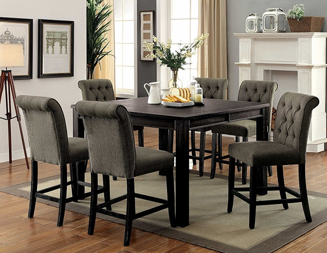 Sania 7 Pc Counter Ht Table Set - Antique Black