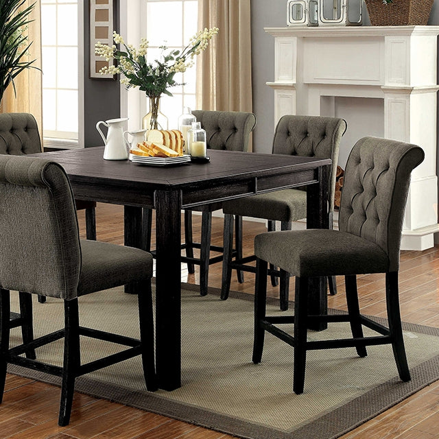 Sania 7 Pc Counter Ht Table Set - Antique Black - 7 Pc Counter Ht Table Set (CM3324BKPT54-3564G-7)