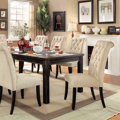 Sania 9 Pc Dining Table Set - Antique Black/Beige / 9 Pc Dining Table Set (CM3324BKT84-3564-9PC)
