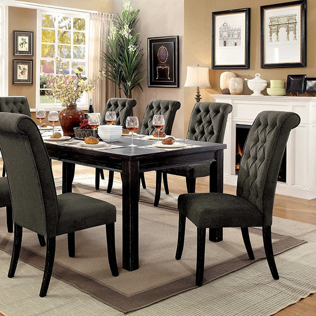 Sania 9 Pc Dining Table Set - Antique Black/Gray / 9 Pc Dining Table Set